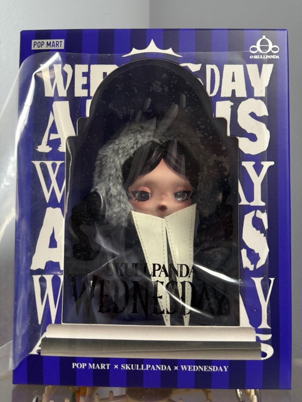 POP MART Skullpanda Wednesday Doll - Black & Gray Hooded Figure